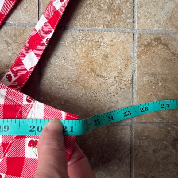 Avec Les Filles Red Gingham Cherry Pie Sweetheart Neck Fit & Flare Dress Pockets - Picture 6 of 16